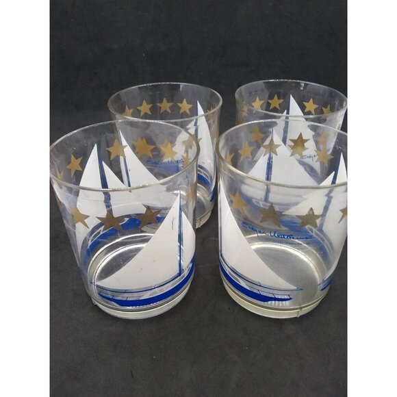 Vtg. Nautical Themed 1985 Thermo Serv Edgar Watkins Acrylic Plastic 4 Cups - Picture 1 of 11